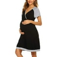 thumbnail image 4 of LoyisViDion Womens Maternity Dresses Clearance Pregnant Women Clothes Short-Sleeved Irregular Maternity Dress with Waist Black M, 4 of 9