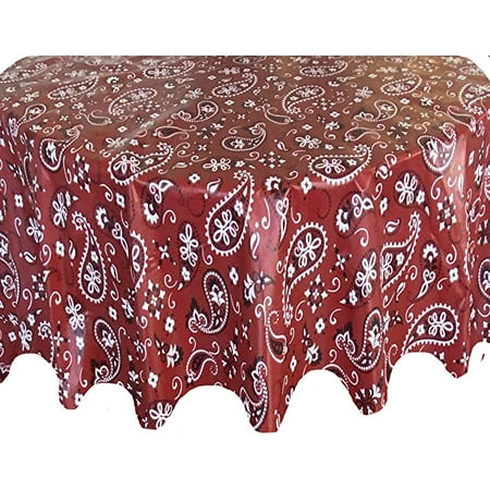 

Newbridge Red Bandana Paisley Print Vinyl Tablecloth With Flannel Backing Red and Black Paisley Design Indoor Outdoor Vinyl Tablecloth 60 Inch x 84 Inch Oval