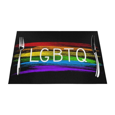 

XMXY Woven Placemats Set of 4 PCS Rainbow LGBTQ Table Mats Washable Heat Resistant Placemats