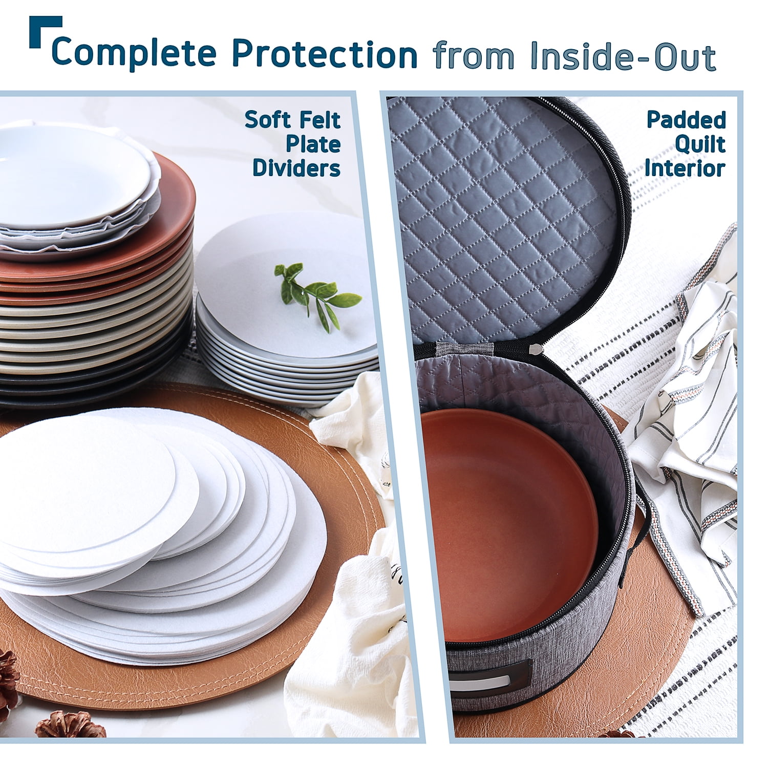 Hearth & Harbor Dinnerware Storage Container Set, Securely Padded (6pc)