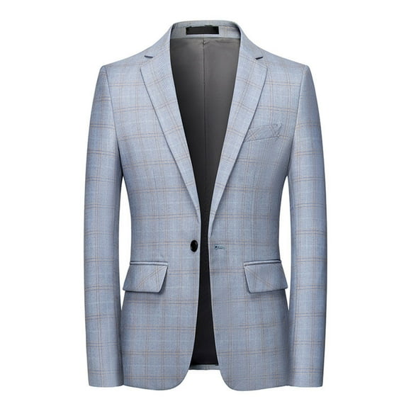 Pisexur Mens Blazer Jacket Long Sleeve Formal Dress Business Blazers Fashion One Button Sports Coat for Men Casual Plaid Suit Jackets for Men Slim Fit Plus Size Blazer with Pockets 2XL-6XL