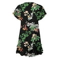 thumbnail image 5 of up to 60% off Gifts Usmixi Womens Dresses High Waist Beach Ruffle Swing Tunic A Line Short Dresses Fashion Floral Print V-Neck Short Sleeve Mini Summer Dress Green s, 5 of 6