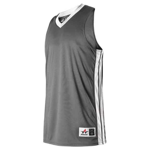 Alleson Athletic - Women's Single Ply Basketball Jersey - Color - Charcoal/ White - Size - 2XL
