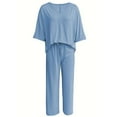 thumbnail image 3 of Jsaierl Womens 2 Piece Summer Sets Short Sleeve Casual Tops and Wide Leg Pants Outfits 2 Piece Breathable Matching Outfits Sets, 3 of 5
