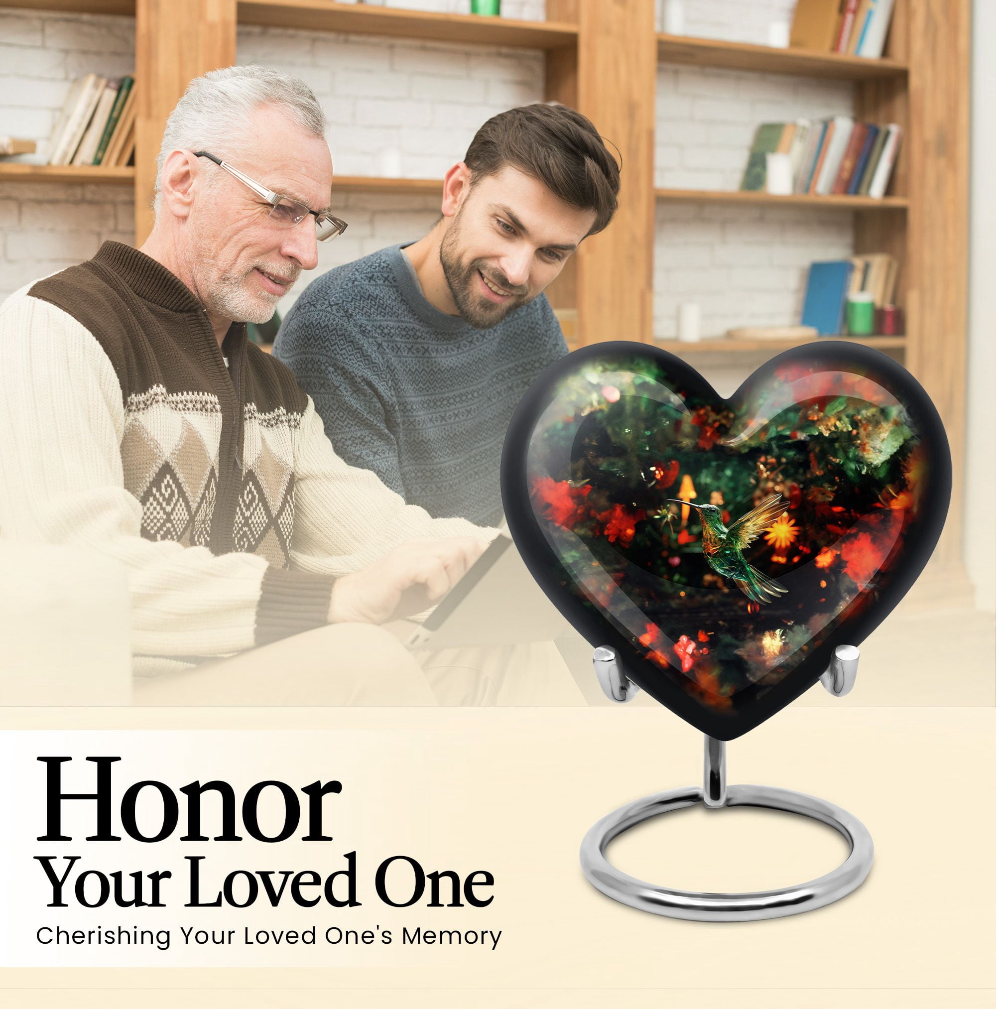 Hummingbird Heart Cremation Keepsake, Small Token Urns for Ashes, Urns for Human Ashes Adult, Decorative Memorial Urns 3 Inch, 1 Pc
