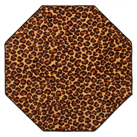 Furnish My Place Animal Print Rug - 3 ft. Octagon, Cheetah Real, Nylon Rug for Patio, Garden, Hallway, Living Room
