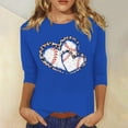 thumbnail image 2 of Dyfzdhu Baseball Shirts Women 3/4 Sleeve Baseball Graphic T Shirts Casual Trendy Loose Fit Spring Summer Tops Blue, 2 of 5