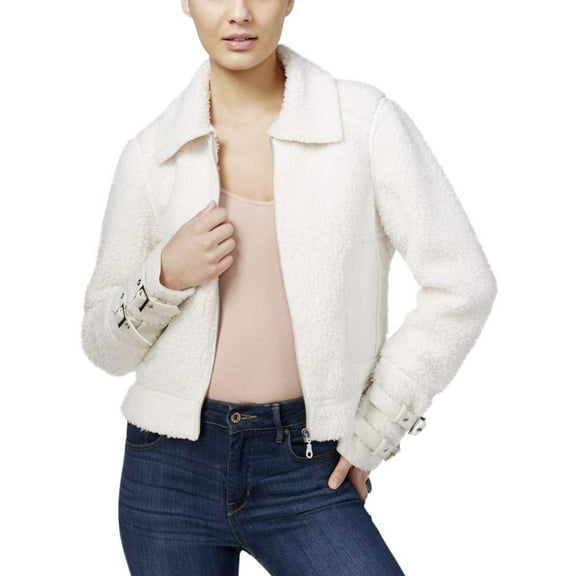 GUESS Nell Faux-Fur Contrast Jacket Macadamia XL