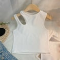 thumbnail image 4 of Danhjin White Toddlers Girls Crop Tank Tops Cute Sleeveless Crew Neck Tops Summer Spring Solid Color Going Out Casual Comfy Fashion Tops for Kids, 2 to 12T, 4 of 5