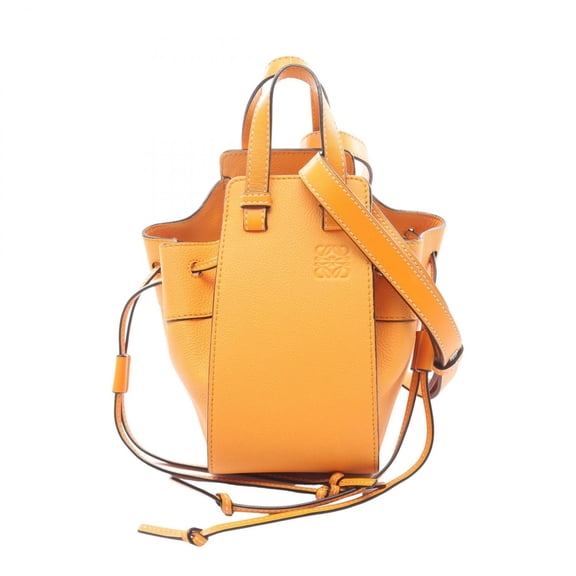 Pre-Owned Loewe Hammock Drawstring Bag Mini 2-Way Handbag Leather Women's Orange