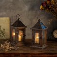 thumbnail image 2 of Wooden Candle Lantern - 26.5cm Decorative Lantern, Vintage Candle Holder Shabby Chic Decor Indoor Outdoor Dining Table Home Garden Christmas Decoratio, 2 of 5
