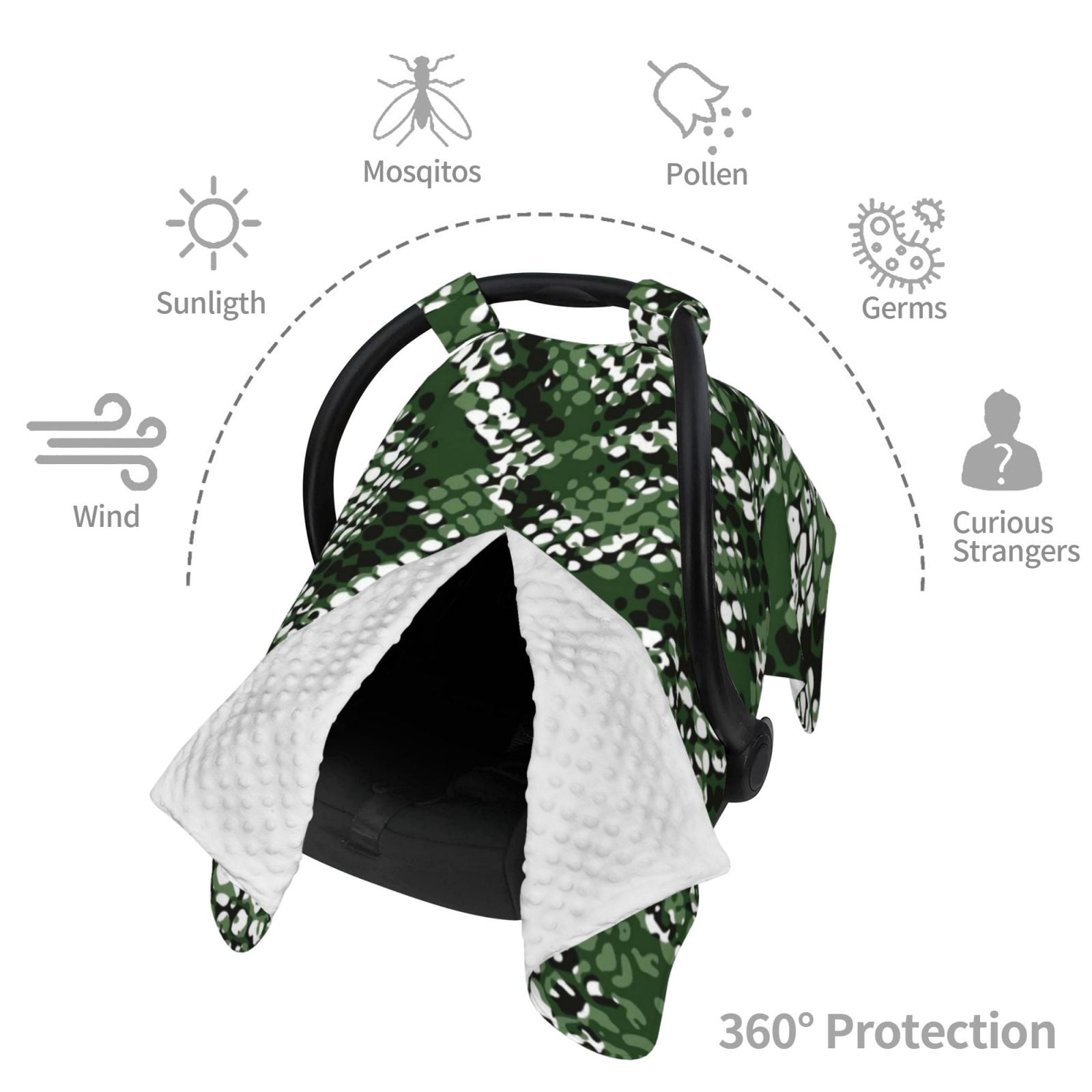 Naloa Green Snakeskin Baby Car Seat Cover, Breathable Baby Carrier Cover, Multiuse Baby Carrier Cover & Nursing Breastfeeding Cover