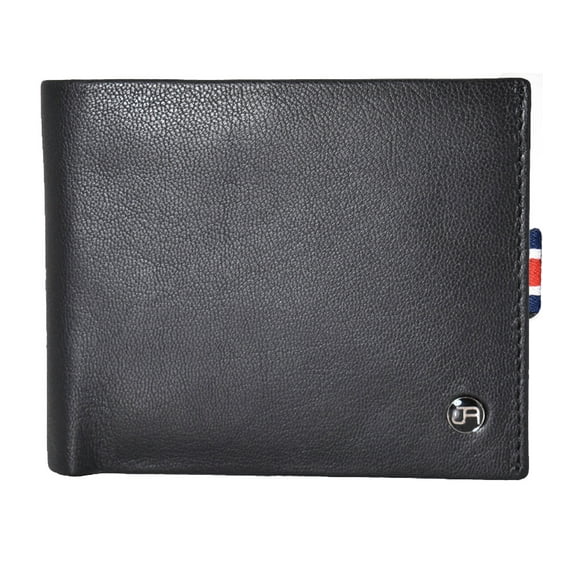 Jack Abrahams Mens Genuine Goat Nappa Leather Bi-Fold RFID Minimalist Wallet (Black)