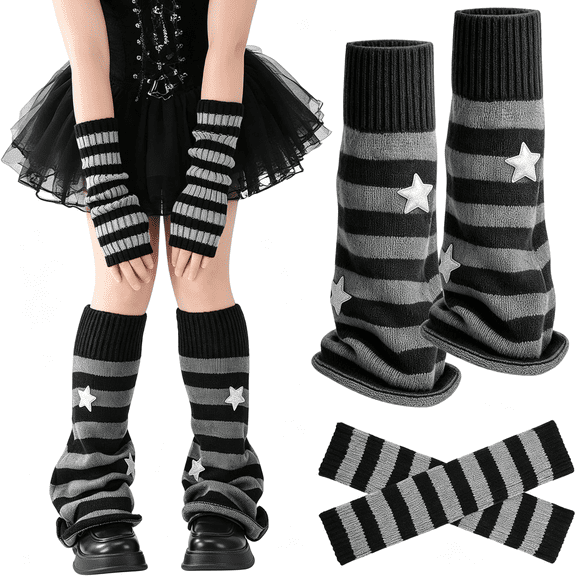 TELOLY Y2K Leg Warmers for Women, Star Arm Warmers Streetwear Leg Cover Retro Stretchy Dance Accessories Leg Warmers
