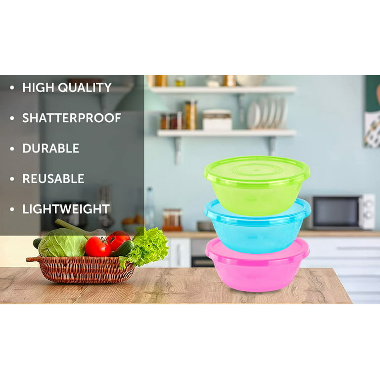Serving Bowl with Lid, Extra Large Bowl for Salad, Snacks, Dough Kneading,  Durable Plastic Mixing Bowl with Tight Lid, Vibrant Party Decor, Random  Colors (1 Container)