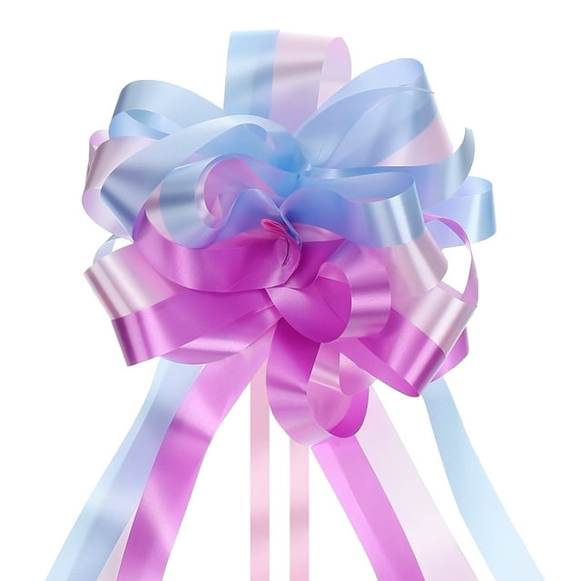 Unique Bargains 10pcs 7' Large Big Pull Bow Car Gift Wrapping Bows Ribbon for Wedding Christmas Bow, Pink/Blue