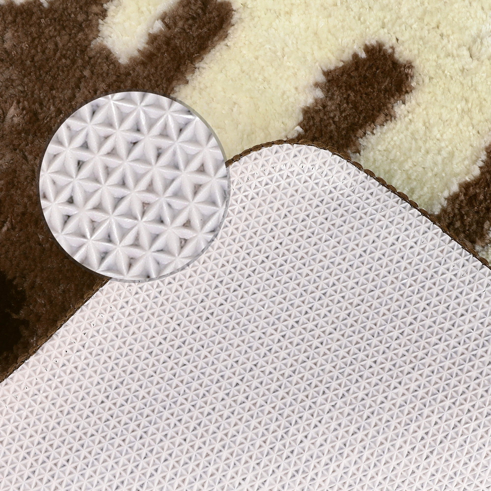 Unique Bargains Extra Soft and Absorbent Bath Rugs Non-Slip Plush Shaggy Bathroom Rug Brown 16" x 24"