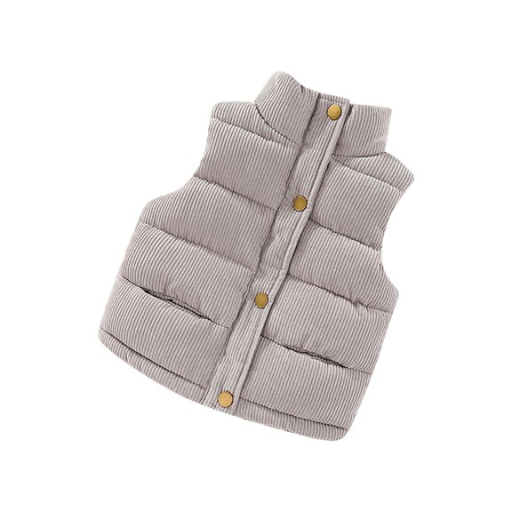 Coerni Baby Boys Girls Corduroy Jacket Kids Toddler Button Sleeveless Padded Gilet Winter Cute Jackets Outwear 3-10 Years