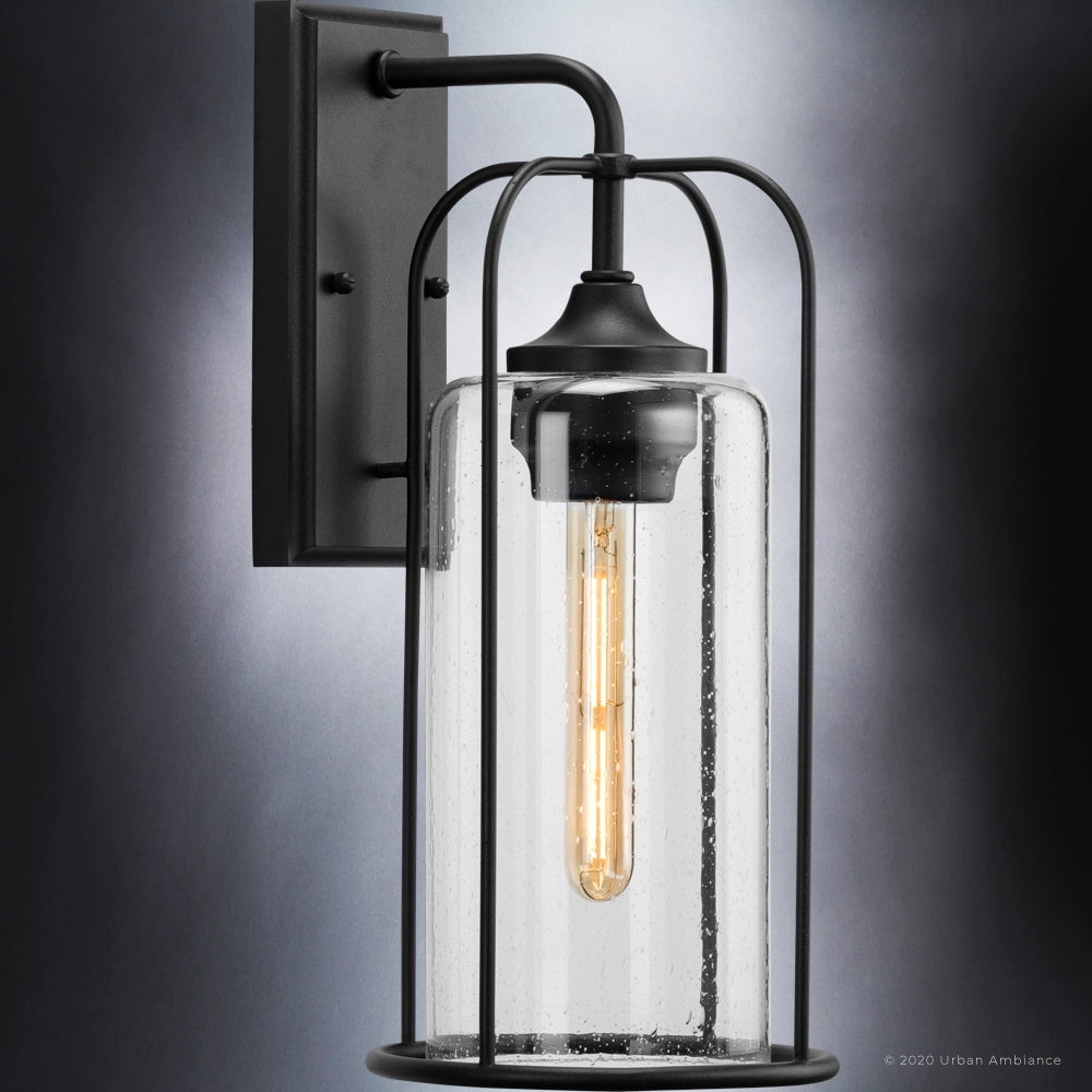 Luxury Farmhouse Wall Sconce, 17H x 7.5W, with Industrial Luxe Style, Midnight Black, UHP1301 by Urban Ambiance