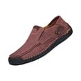 thumbnail image 2 of Domuza Men's Leather 2026 Summer Casual Slip-On Loafers Driving Walking Shoes,Vintage Trendy Comfy Hand-Stitching Non-Slip Dress Flats Wine 10.5 (EU-46), 2 of 3