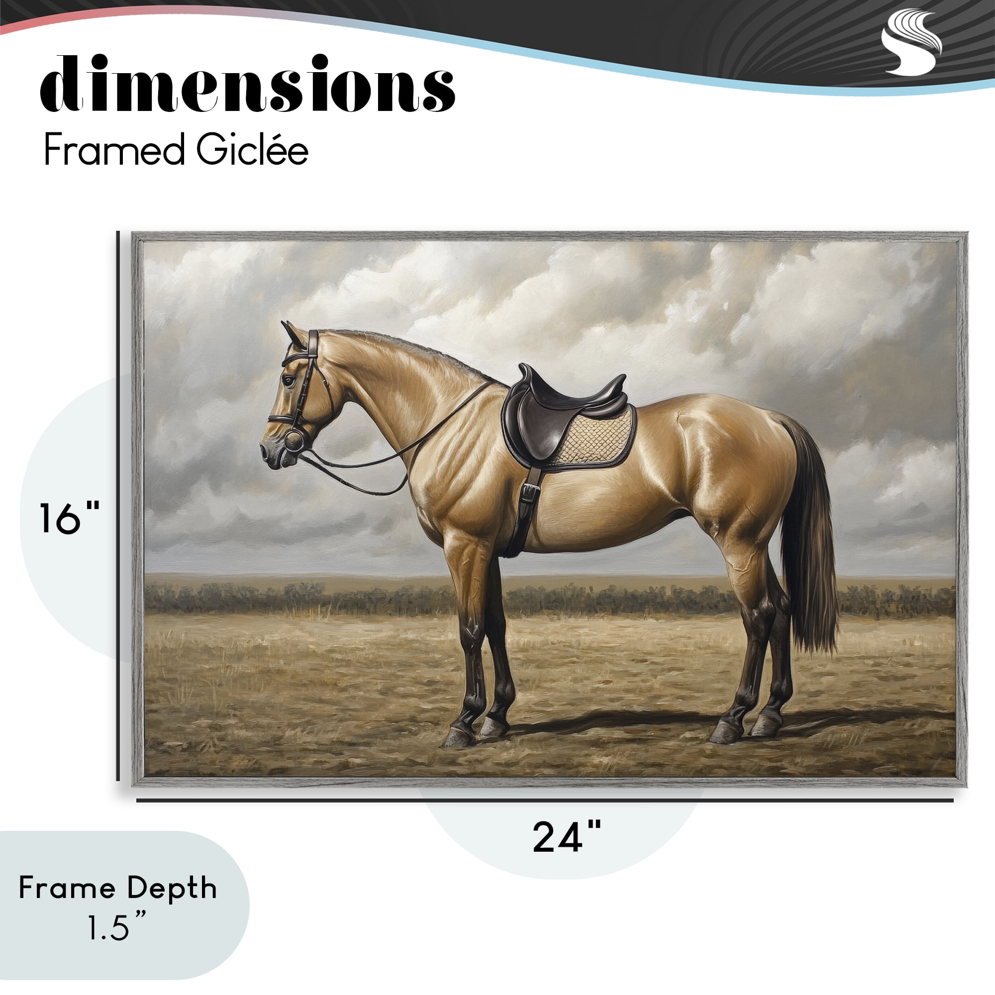 Stupell Industries Shiny Mare Saddled Up Gray Framed Giclee Art, design by Petal Prints Design