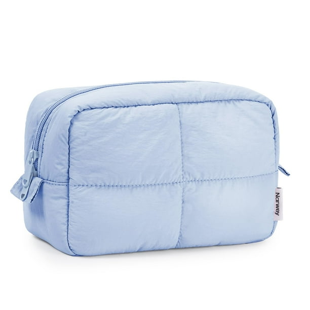 Bolsa de maquillaje Narwey Puffy acolchada para mujer de viaje, color azul