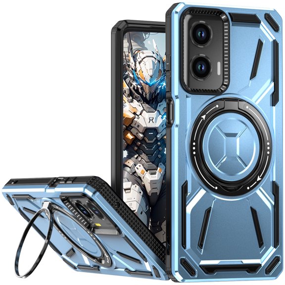 CCSmall for Moto Edge 50 Fusion Case with 360° Rotatable Ring Holder for Men, Military Shockproof Protective with Magnetic Ring Holder Case Phone Cover for Motorola Edge 50 Fusion 2HJ Blue