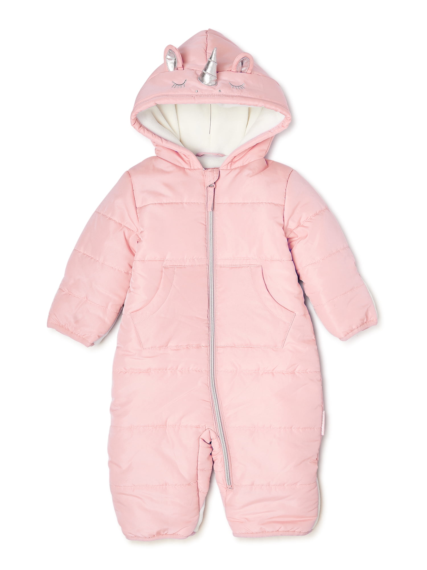 BABY GIRL 2PC SNOWSUIT WITH HOODEMBROIDERY DIAMANTE PINK & ORANGE  6-24 MTHS 