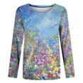 thumbnail image 4 of ICHUANYI Liquidación Mujer Verano Moda Estampado de flores Cuello redondo Manga larga Camiseta Top Blusa Jersey ICHUANYI WER202308253180, 4 of 5