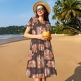 thumbnail image 4 of Naloa Beautiful Fox Print Womens Summer A-Line Dress with Pockets,Short Sleeve Dresses,Flowy Beach Swing Dress for Vacation Travel, 4 of 6