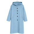 thumbnail image 4 of Trench Coat Women with Hood Single Peacoats (Light Blue XL), 4 of 4