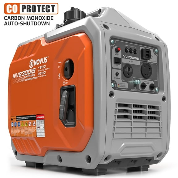 Novus 2,300W Starting, 1,800W Running Gas Enclosed Inverter with CO Sensor, Portable Gas Generator for Home Use and Outdoor