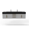 thumbnail image 2 of Nile 72" Gray Wood Floating Vanity with Black Top and Gold Trim, 2 of 10