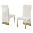 thumbnail image 1 of Chaises Latérales d'Appoint en Velours Capitonné Crème avec Détails Chromés Dorés (Ensemble de 2), 1 of 2