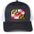 thumbnail image 2 of Maryland Flag Hat for Men and Women – The Free State Snapback Trucker Baseball Cap by International Tie (Black/White), 2 of 8