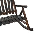 thumbnail image 6 of Outsunny Wooden Porch Rocking Chair, Wood Double Adirondack, Rocker for Indoor or Outdoor with High Rise Slatted Back, Carbonized, 6 of 9