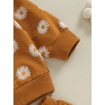 thumbnail image 6 of Bagilaanoe 3PCS Toddler Baby Girl Boy Pants Set Daisy Print Long Sleeve Sweatshirt Tops + Sweatpants 6M 9M 12M 18M 24M 3T Kids Casual Sweatsuits, 6 of 9