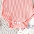 thumbnail image 5 of Baby Girls Clothes 3-6 Months Summer Two Piece Going Out Outfits Set Ribbed Short Sleeve Romper Overalls Shorts Set Cute 9 Months, White, 5 of 7