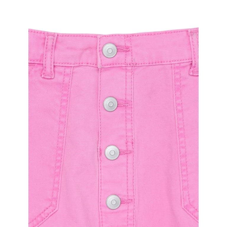 Pink denim button up skirt sale