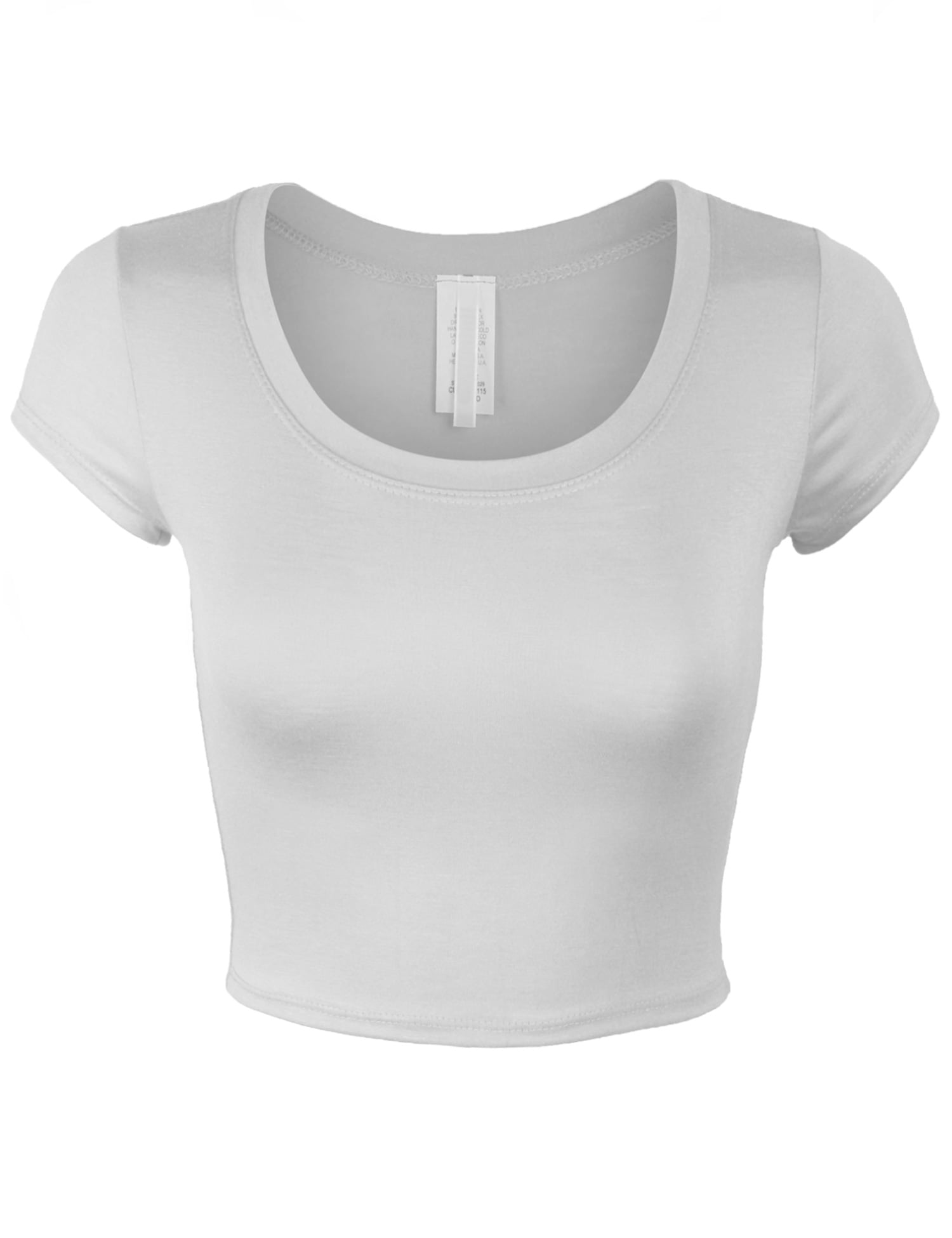 KOGMO - KOGMO Womens Short Sleeve Crop Top Solid Round Neck T Shirt ...