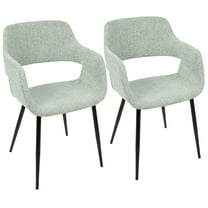 LumiSource Black Metal, Light Green Fabric Margarite Chair - Set of 2