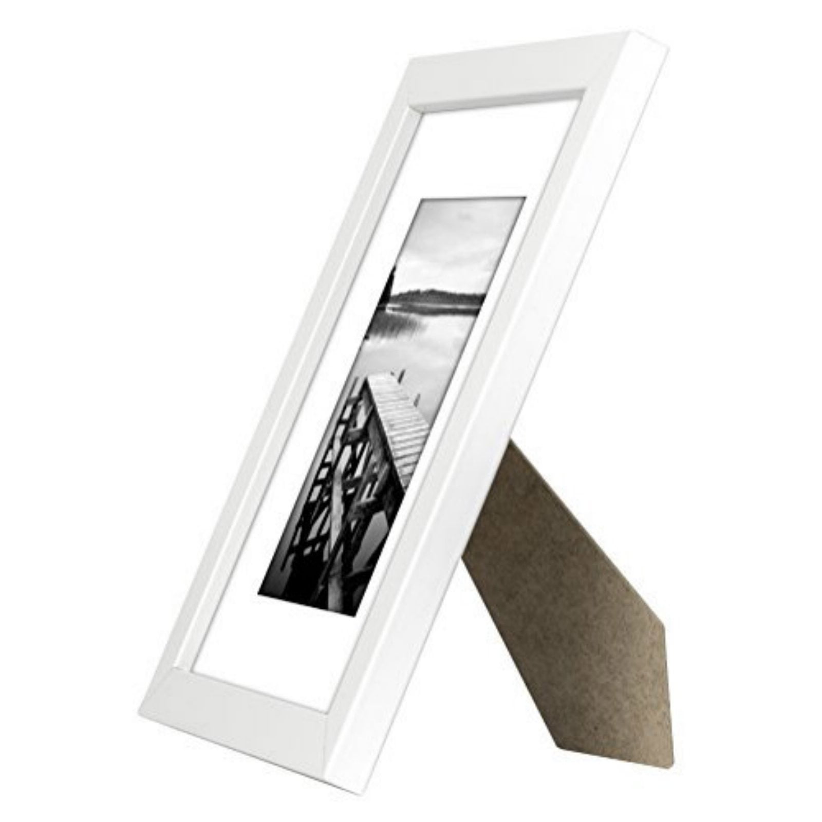 Americanflat 8x10 Picture Frame with Mat for 5x7, MDF wood and shatter-resistant glass, White