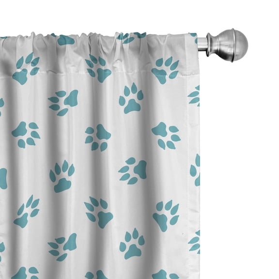 Ambesonne Paw Print Window Curtains, Monochrome Dog Tracks, Each 28" W x 95" L, Dark Seafoam and White