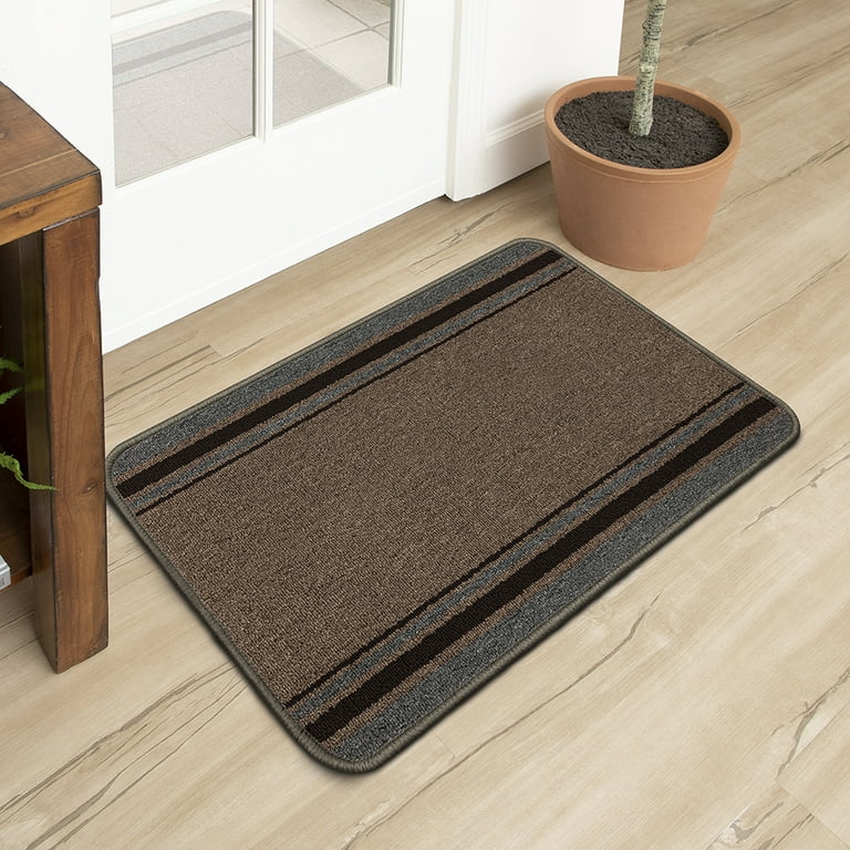 PO RUG ※dan Mainstays Titan Striped Polypropylene Area Rug Pecan Grey 1'5 x 2