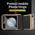 thumbnail image 6 of Luxury Double Hinge Protection Case Compatible with Samsung Galaxy Z Flip 5 5G with S Pen & Holder, Full Body Protective PU Leather + Plating PC Cover for Samsung Galaxy Z Flip 5, Gold + Black, 6 of 7