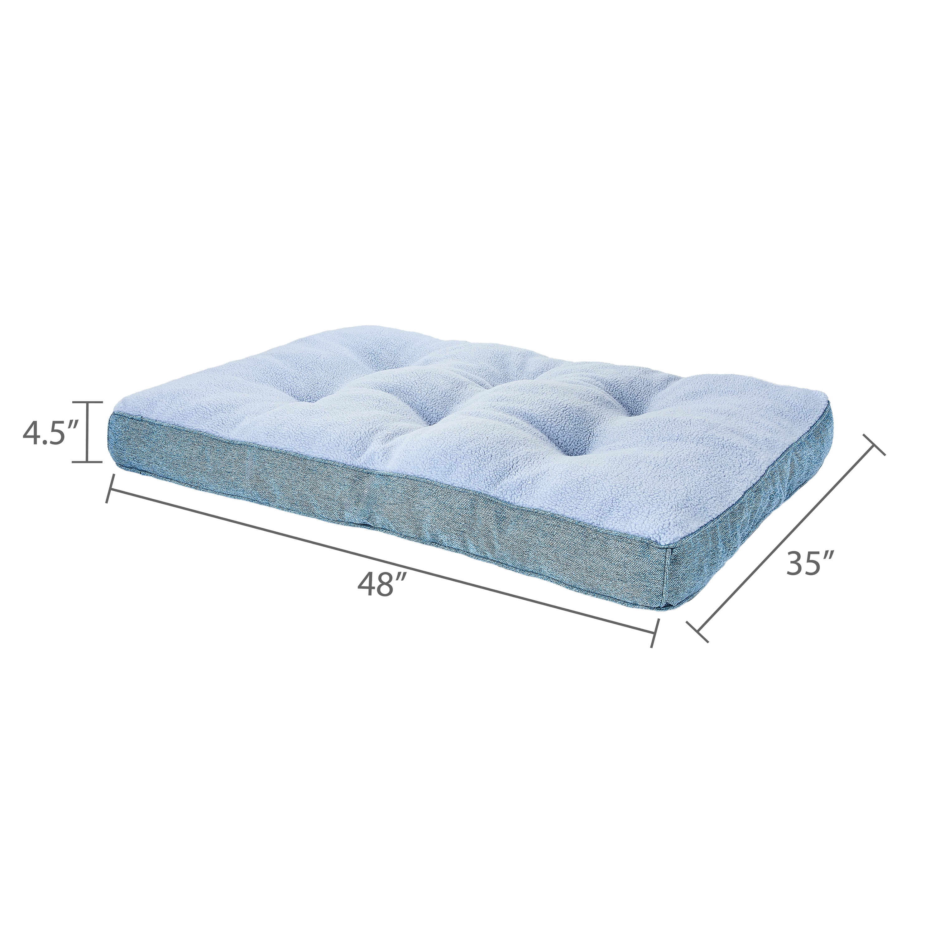 Vibrant Life Extra Large Tweed and Sherpa Orthopedic Dog Bed, Blue, 48" x 35"