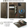 thumbnail image 2 of Compatible con Funda Billetera Desmontable para iPhone 11 Pro Max Compatible con Magsafe, Soporte para Tarjetero de Bloqueo RFID con tapa de Cuero PU 2 en 1 Funda Magnética a prueba de Golpes, 2 of 9