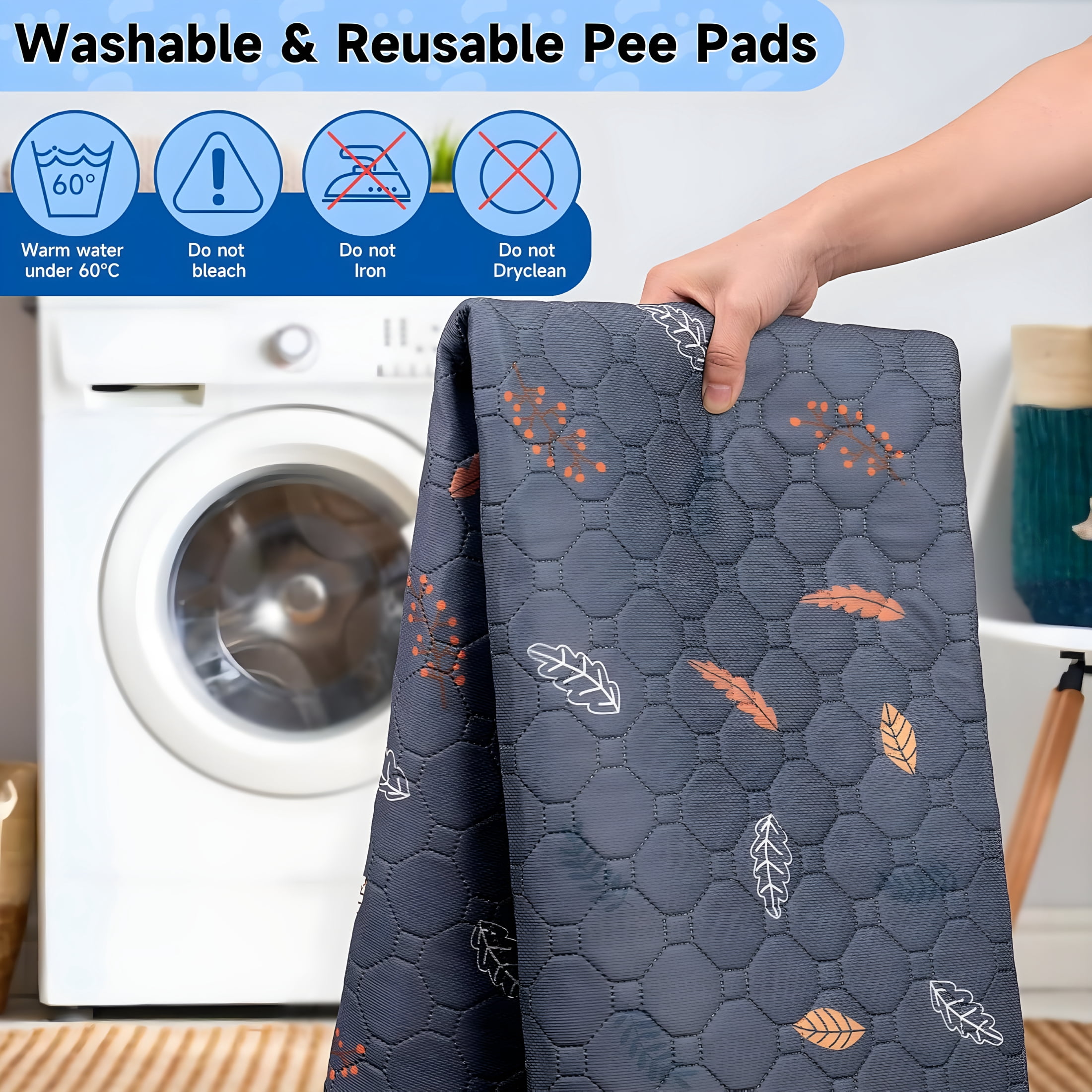 XIBUFE 2 Pack Washable Guinea Pig Pee Pads, 24" x 48" Waterproof Reusable Cage Liners, Absorbent Bedding Mat for Small Animal Guinea Pigs Rabbit Bunny Hamster