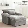 thumbnail image 2 of Oversized Chenille Lounge Chair with Storage Ottoman, Cozy Armrest Accent Chair with Hidden Footrest Storage for Bedroom & Living Room, 2 of 7