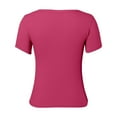 thumbnail image 5 of Womens T Shirts Summer Tops 2025 Solid Color Scoop Neck Slim Fit Ribbed Knit Basic Tees Tshirts Shirts for Women, 5 of 6